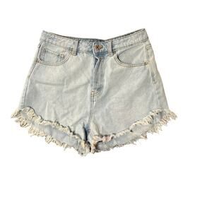 Wild Fable High Rise Denim Short Distressed Womens 8 Freyed Bottom Light Washed